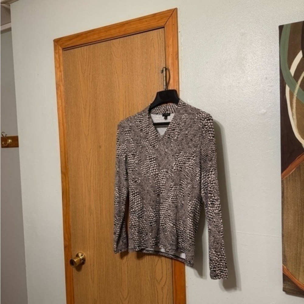 Talbots Medium Multi-Color w/Animal Print Long Sleeve Top - EUC